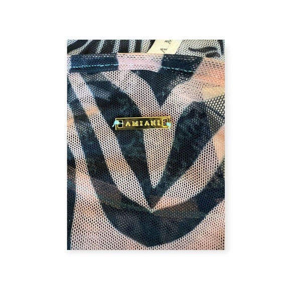 Amiani Colorful Safari Print Tunic Dress Women's Size Large, Sheer - Picture 7 of 10